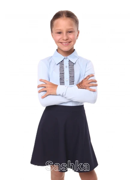 Спідниця для дівчинки Sashka шкільна напівсонце темно-синя, розмір 116-170